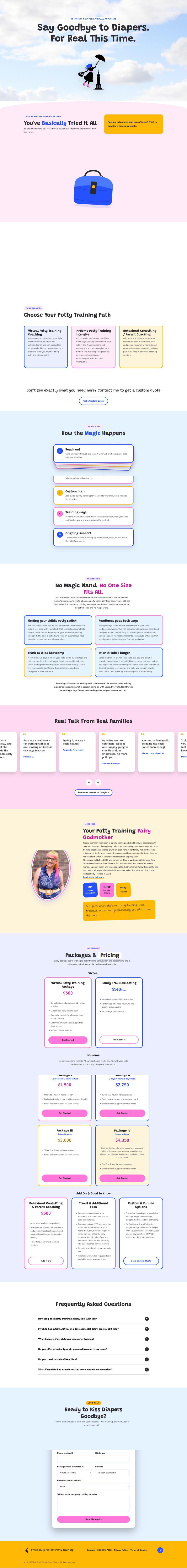 Practically Perfect Potty Training website preview