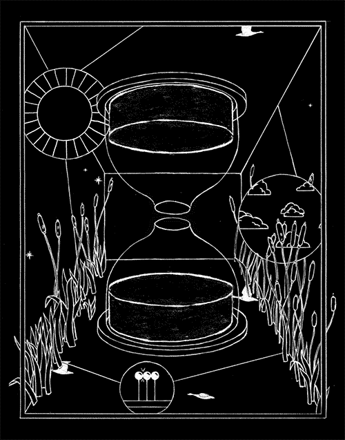 A GIF of a tarot card with an hourglass